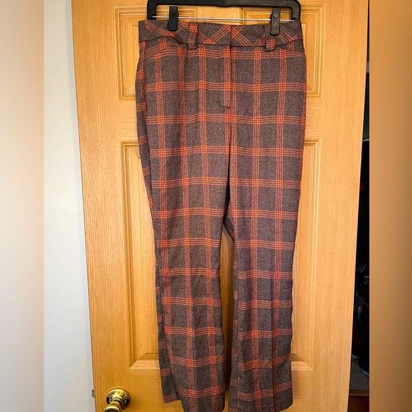 7th Avenue Design Studio by New York & Company Orange & Brown Plaid Pants - Picture 1 of 11